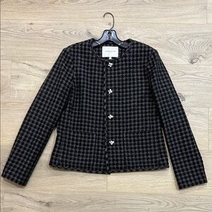 Lafayette 148 New York Black Tweed Pearl-Button Jacket